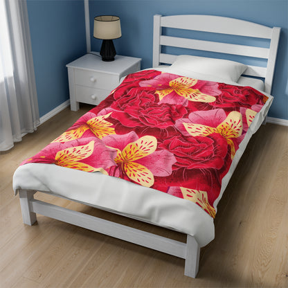 Floral Velveteen Plush Blanket