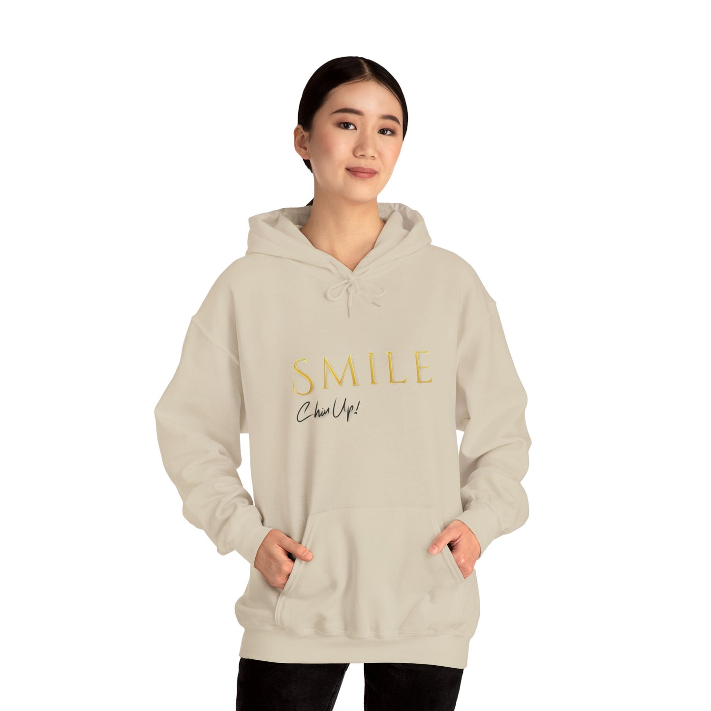 SMILE, Chin Up Hooded Sweatshirt - Unisex